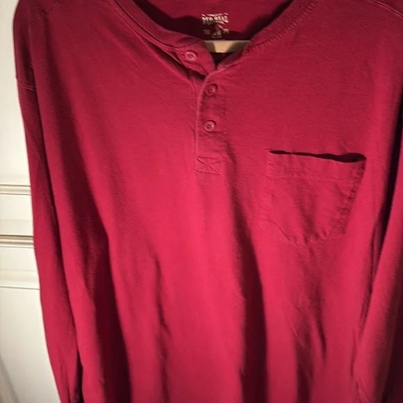 Red Head Men's Dark Red Long Sleeve Henley - Picture 3 of 7